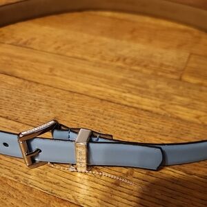 Michael Kors Light Blue Leather Belt with Silver Buckle